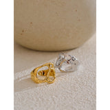 18K Gold Plated Adjustable Stainless Steel Geometric Hollow Fashion Unusual Open Ring