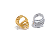 18K Gold Plated Stylish Unique Design Stainless Steel Metal Geometric Unusual Ring