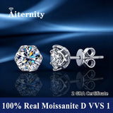 Classic D Colour VVS1 Moissanite Diamonds Stud Silver Earrings or Men and Women