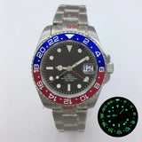 NH34 GMT Luminous Bezel Sapphire Glass Stainless Steel Bracelet Mechanical Watch