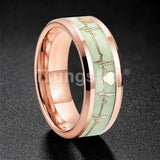Polished Bevel Edges Electrocardiogram Luminous Glow Inlay Tungsten Carbide Rings