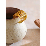 18K Gold Plated Personalized Stainless Steel Layered Wide Golden Ring