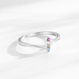 Dazzling Rainbow AAAA Lab Created Diamonds Geometric Design Silver Ring