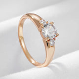 Sparkling AAA White Zircon 14K Rolled Rose Gold Luxury Romantic Wedding Engagement Fine Jewelry Ring For Women