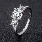 Double Halo 18KGP 3 Stone 1.0CT 6.5mm Engagement&Wedding Moissanite Diamonds Rings for Women Silver Fine Jewellery