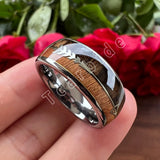 Double Wood And Steel Arrow Inlay 6/8MM Mens Womens Tungsten Carbide Rings