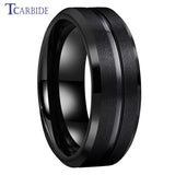 Grooved Brushed 6mm 8mm Satin Men Women Tungsten Engagement Wedding Rings