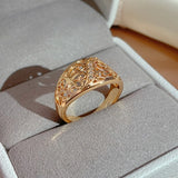 Exquisite Lovely Filled 14K Rose Gold Hollow Cutting AAA Zircon Diamonds Ring - Vintage Style Wedding Jewellery