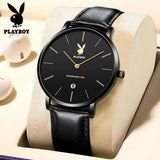 New High Quality Waterproof Fashion Genuine Leather Strap Quartz Wristwatches Luxury Calendar Mens Wristwatches