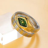 New Luxury Top Fashion Brand Snake Design Gold Colour Stainless Steel Bracelet Quartz Ladies Wristwatches