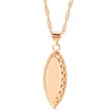 New Fashion 14K Rolled Rose Gold Hollow Wave Design Rhombic Glossy Necklace - High Quality Daily Fine Jewellery