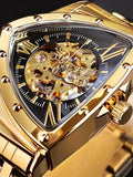 Luxury Brand Triangle Sports Style Hollow Design Stainless Steel Self-Rolling Sports Mechanical Skeleton Watches