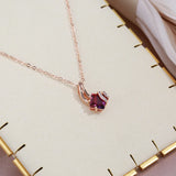 Trendy Flower Design Filled 14K Rose Gold Square Garnet Red AAA Zircon Crystals Necklace - Fine Jewellery