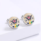 High Quality Grass Shape 925 Handmade Enamel Irregular Geometric Earrings