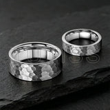Flat Two Colors Hammered 6/8mm Tungsten Wedding Rings for Men and Women