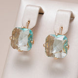 Gorgeous Big Square 14K Rolled Rose Gold Multicolour AAA Zircon Crystals Drop Earrings - Fashion Zircon Jewellery