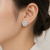 7 Stone D Colour VVS1 Moissanite Diamonds Silver Classic Round Stud Earrings