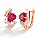 14 Karat Gold Filled Shiny Red AAA Zircon Crystals Daily Fine Earrings for Women Jewellery