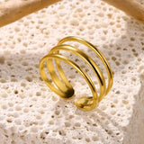 New In Stainless Steel 14K Gold Colour Rings For Women and Girls - Ideal Trendy Fashion Rings, Ideal Gifts - The Jewellery Supermarket