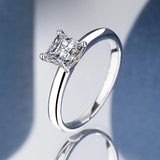 Princess Square Style Moissanite Diamonds Silver Rings, Simple, Fashionable Design, Engagement Wedding Jewellery