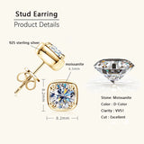 Sparkling 6.5MM 1CT Moissanite Diamonds Silver Square Shape Unisex Stud Earrings
