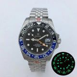 NH34 GMT Luminous Bezel Sapphire Glass Stainless Steel Bracelet Mechanical Watch
