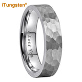 I Love You Stamped 6mm 8mm Tungsten Hammer Ring for Men Women  Comfort Fit
