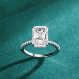 Luxury Radiant Cut AAAA Lab Created Diamond 925 Sterling Silver Fine Rings