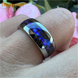 Orion Nebula Galaxy Opal Inlay 8mm Silver/Black Tungsten Rings for Men Women