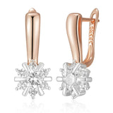 14 Karat Rolled Gold Shiny AAA Zircon Diamonds Crystal Flower Dangle Earrings For Women