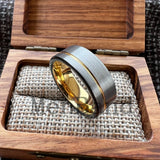 Offset Grooved Brushed Finish 6/8MM Men Women Tungsten Carbide Wedding Rings