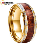 Vintage Koa And Dark Red Wood Inlay Dome 8MM Men Women Tungsten Carbide Rings