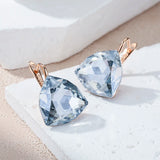 14 Karat Filled Gold Elegant Luxury Big Light Grey AAA Zircon Crystals Earrings