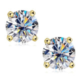 Splendid 18KGoldPlated D Colour Moissanite Diamonds 4 Claw Earrings - Classic Sterling Silver Fine Jewellery for Women - The Jewellery Supermarket