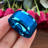 Polished Brushed Multicolor 10/12mm Mens Big Tungsten Engagement Wedding Ring