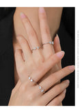 Fashion 925 Silver Sparkling Geometric AAAA Lab Created Diamond Opening Rings