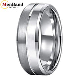 Beveled Grooved Finish 6MM 8MM Classic 100% Pure Tungsten Carbide Wedding Rings
