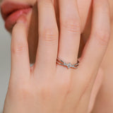 Pleasing Geometric Crossed Line AAAA Lab Created Diamonds 925 Silver Ring