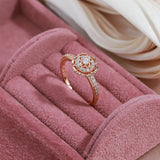 Filled Rose Gold of 14-Karat Purity Vintage AAA Zircon Diamonds Flower Ring - Romantic Wedding Bride Jewellery