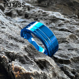Offset Lines Polished 8mm Original Color Tungsten Wedding Ring for Men Women