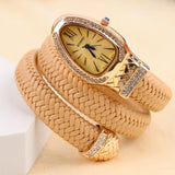 Unique Snake Shape AAA Luxury Fashion Quartz Watches Women's Zircon Diamonds Bling Gold Colour Ladies Watches