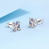 Classic 0.5-2CT Emerald Cut Rectangle Moissanite Diamonds Earrings - Sterling Silver Fine Jewellery For Men and Women - The Jewellery Supermarket