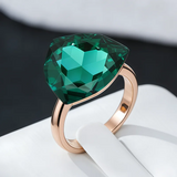Amazing Big Green AAA Zircon Crystal 14k Gold Filled Ring Luxury Jewellery