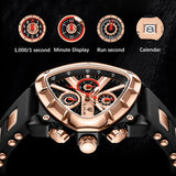 Top Fashion Triangle Chronograph Military Sport Army Mens Watches Luxury Waterproof Quartz Wristwatches