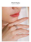 New Design Silver AAAA Lab Created Diamonds Vintage Geometric Hollow Wide Rings