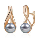 14K Gold Filled Elegant Grey White Pearl Drop Earrings For Women Fashion Jewellery