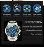 Men's Stainless Steel Quartz Watch High Quality Casual Fashion Wristwatch Multifunction Design Popular Men's Watch