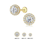 Sterling Silver Six Claws Sparkling Moissanite Diamonds Flat Back Stud Earrings