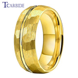 Black Hammer Center/Offset Groove Finish 8mm Men Women Wedding Tungsten Rings