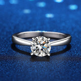 Fine 0.5ct 1ct 2ct VVS1 D Colour Moissanite Diamond Solitaire Silver Engagement Ring